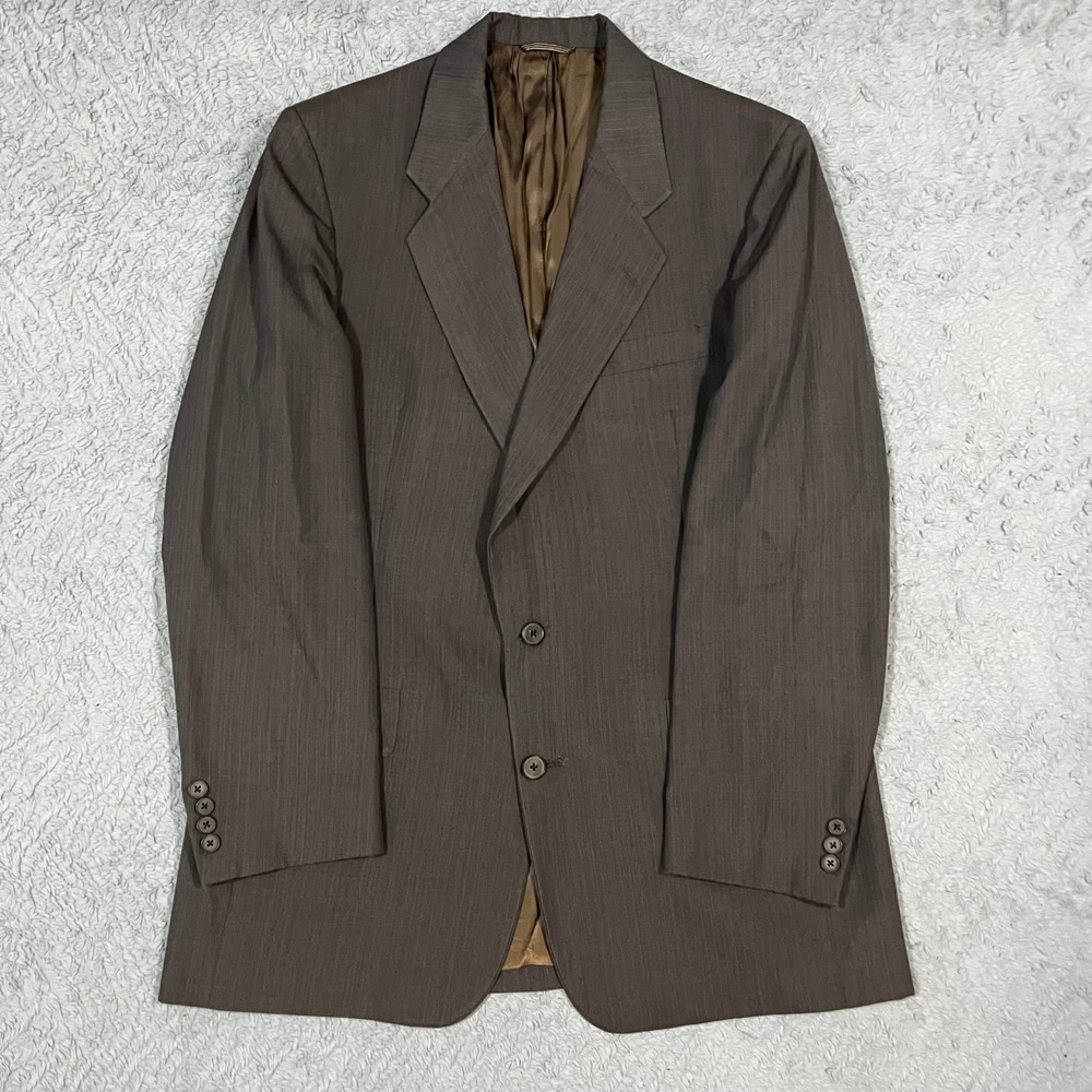 Vintage Christian Dior Monsieur Brown Pinstripe Blazer Sport Jacket Mens 40XL